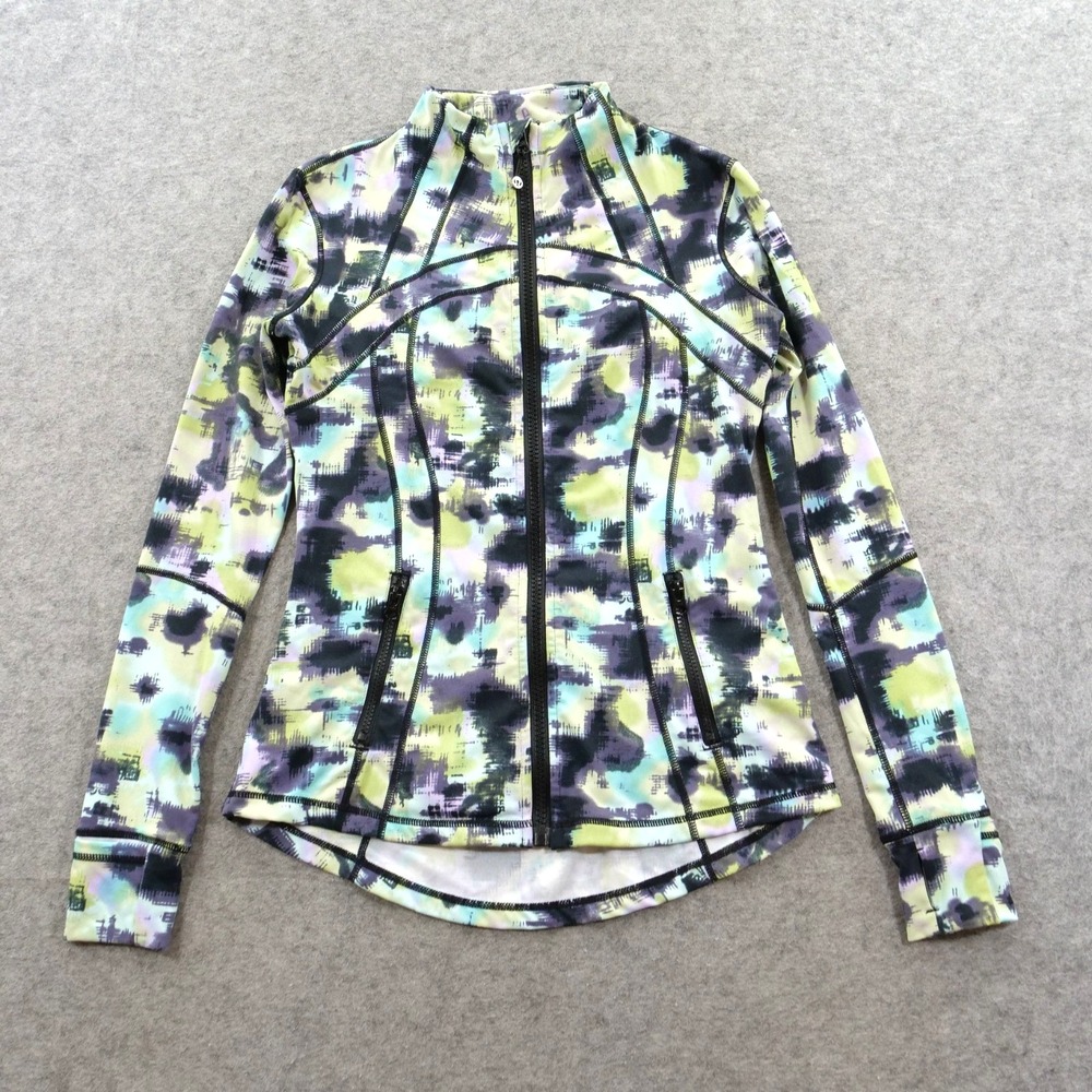 Lululemon Define Jacket Womens 10 Green Black Full Zip Activewear Running